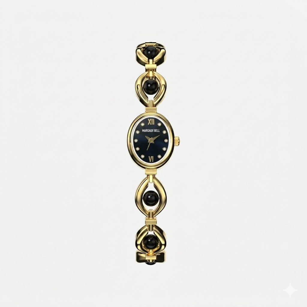 MARGAUX BELL Bracelet Watch — Gold + Onyx