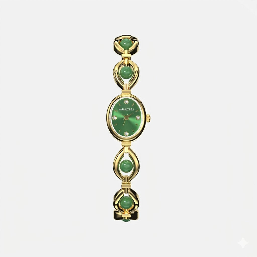 MARGAUX BELL Bracelet Watch — Gold + Emerald