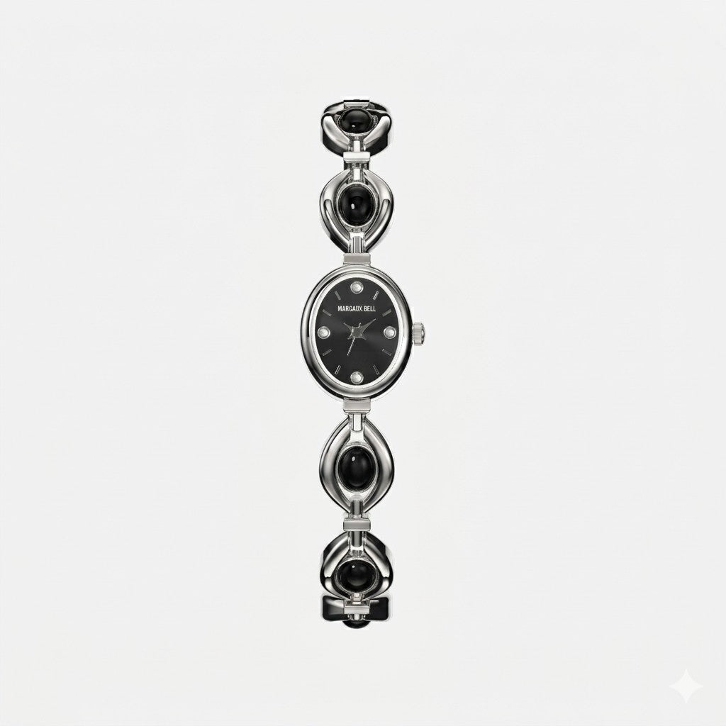MARGAUX BELL Bracelet Watch — Silver + Onyx