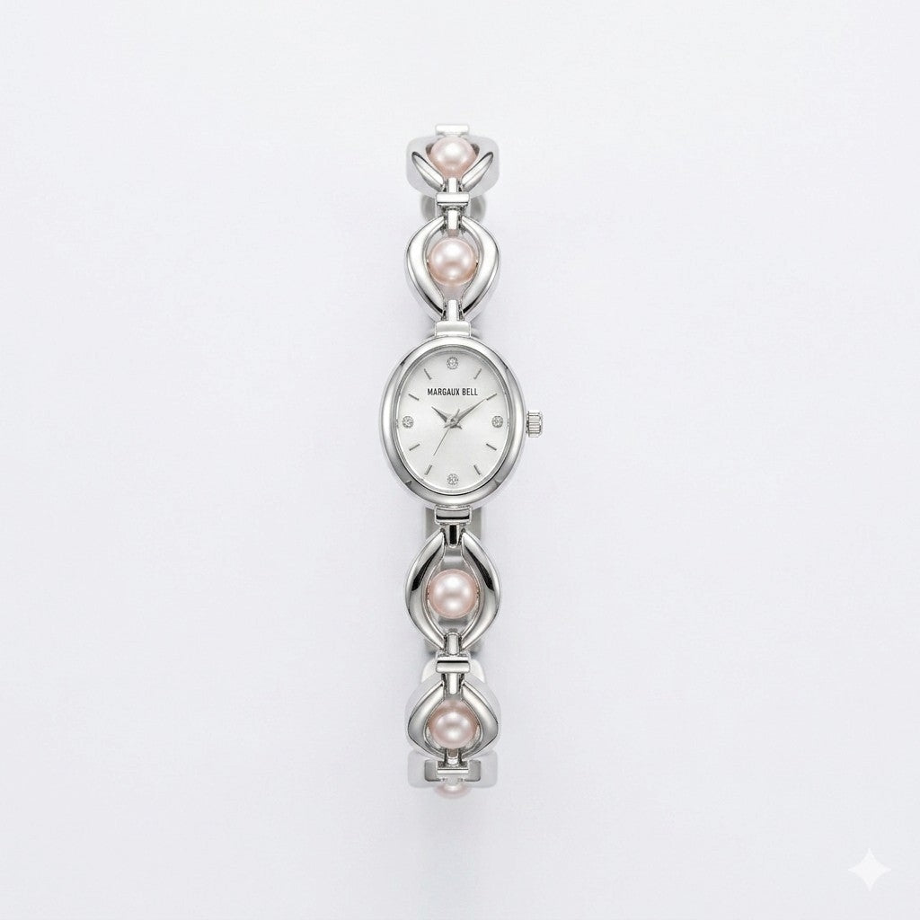 MARGAUX BELL Bracelet Watch — Silver + Pearl