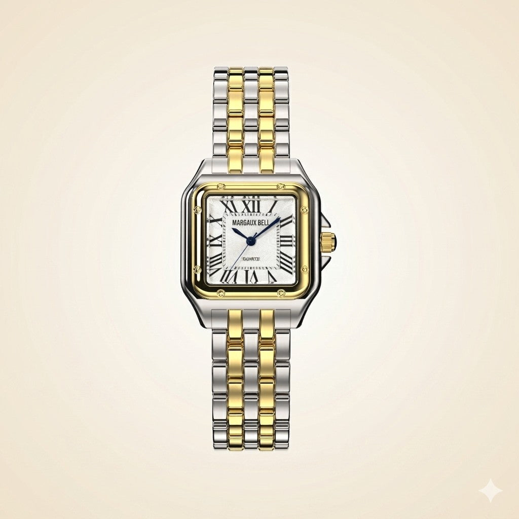 MARGAUX BELL Square Watch — Two-Tone