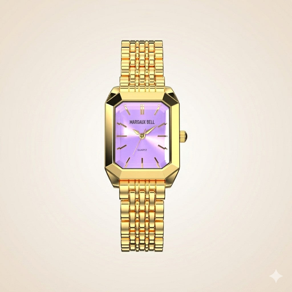 MARGAUX BELL Tank Watch — Gold + Blush