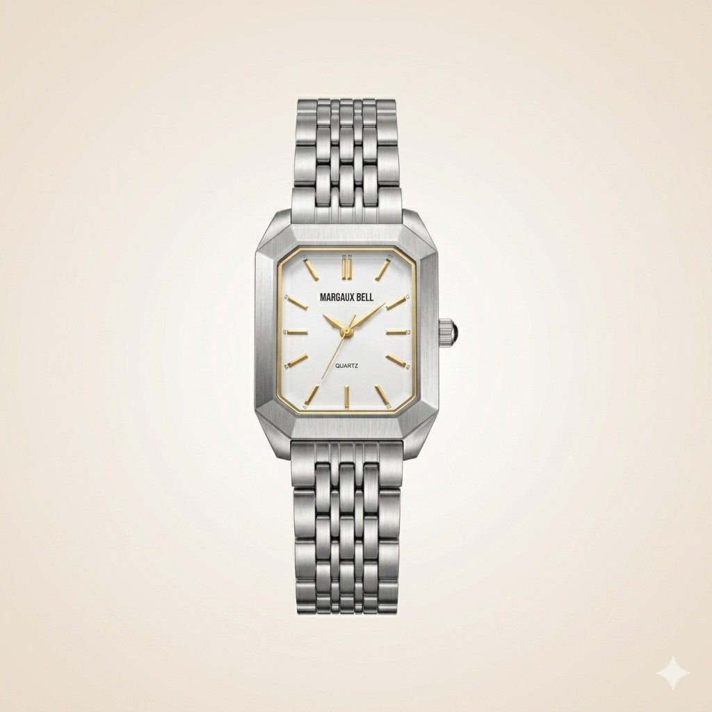 MARGAUX BELL Tank Watch — Silver