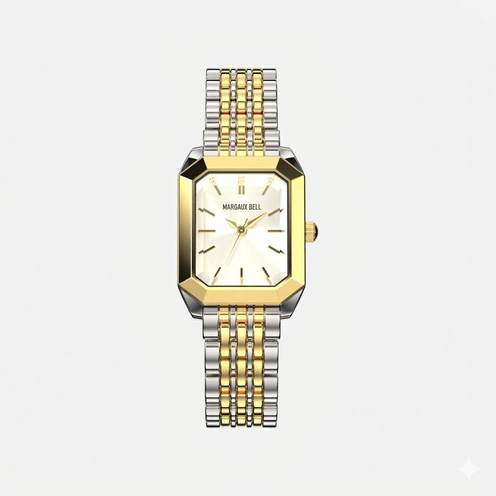 MARGAUX BELL Tank Watch — Two-Tone + Ivory