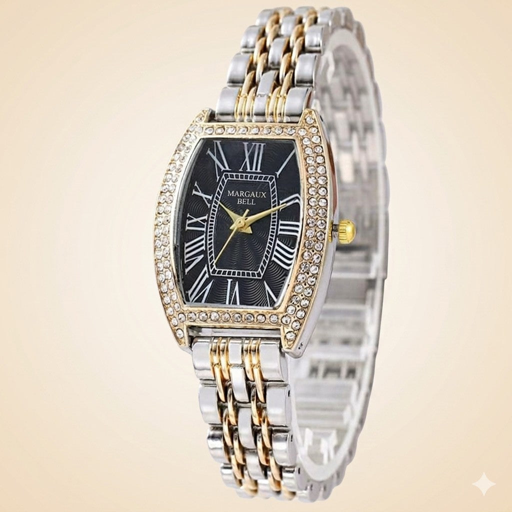 MARGAUX BELL Tonneau Watch — Crystal + Onyx